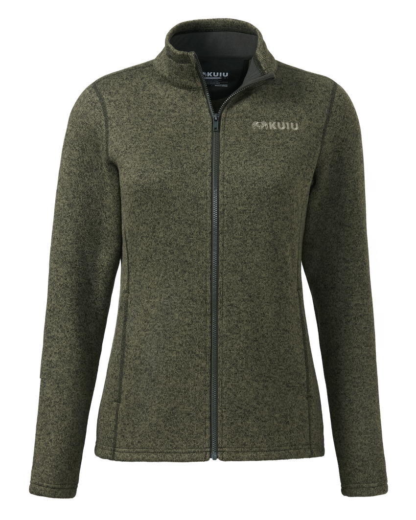 Outlet Women's Base Camp Full Zip Sweater | Olive Heather
